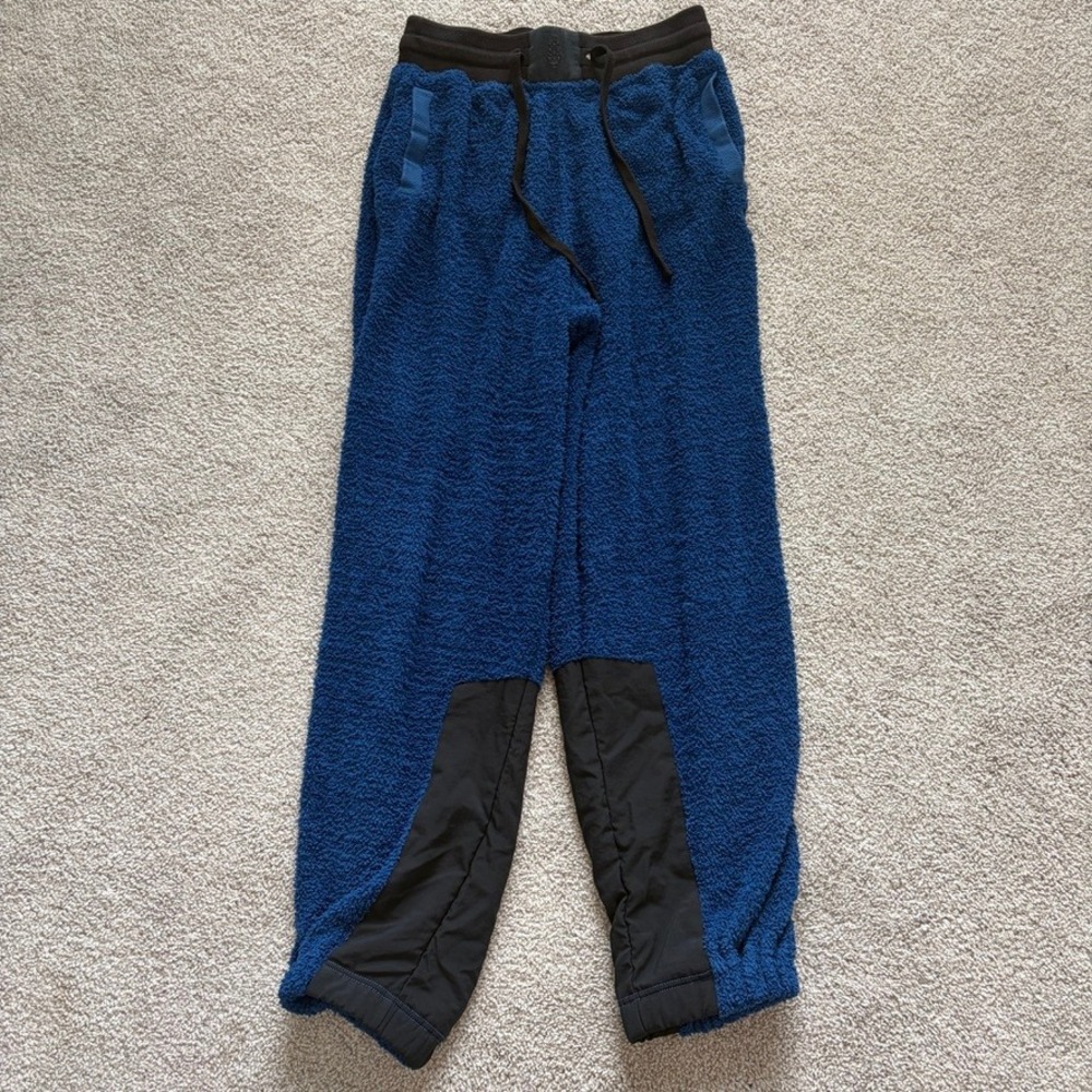 Free People Movement Cuddle Up Cozy Pants Womens S Blue Fuzzy Baggy Joggers